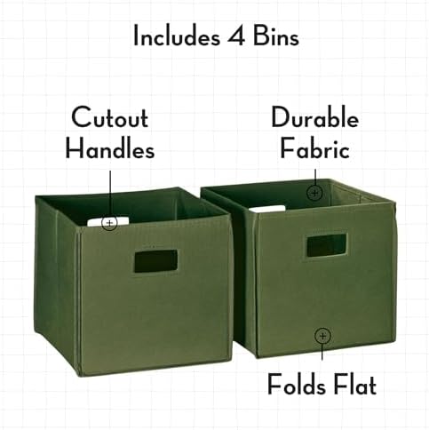 RiverRidge Folding Storage Bins - 4-pack of 10in Tall Olive Cubes - Image 4