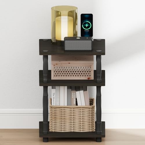 Furinno Turn-N-Tube Toolless 3-Tier Night Stand, Open Shelf, Espresso - Image 4