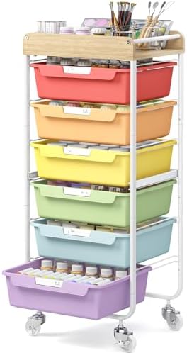 SYKIARIOL Utility Storage Cart with Jelly Bean Color Drawer for Classroom by SYKIARIOL