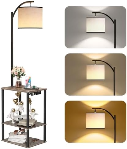 SUNMORY Floor Lamp with Table Shelves, End Side Table for Living Room by SUNMORY