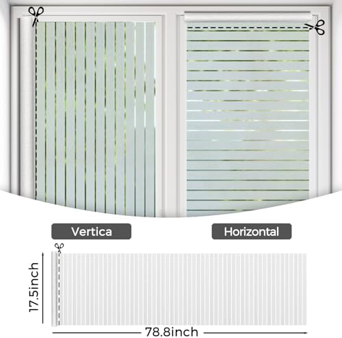 Coavas Frosted Striped Window Privacy Film for Bathroom Glass, 35.4"x393.7" - Image 5
