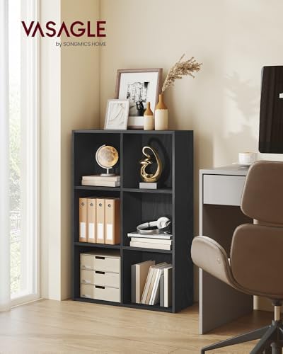 VASAGLE Bookshelf, 6 Cubes Storage Organizer, 25.8 x 9.4 x 38.7 Inches - Image 2