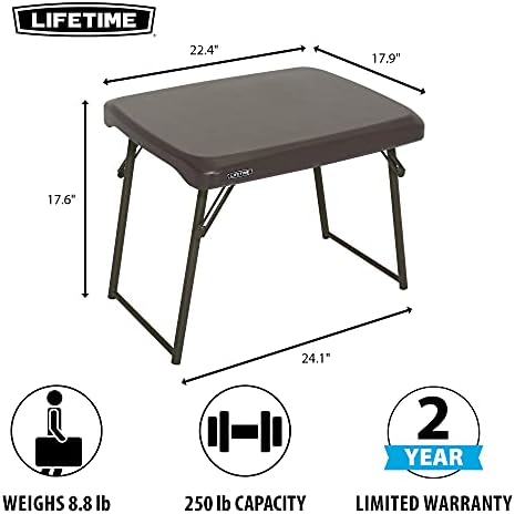 LIFETIME 280488 Compact Folding Low Side Table for Camping, Brown - Image 3
