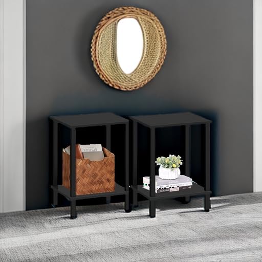 TUTOTAK End Table, Set of 2, Side Table, Nightstand, 2-Tier Storage Shelf - Image 6