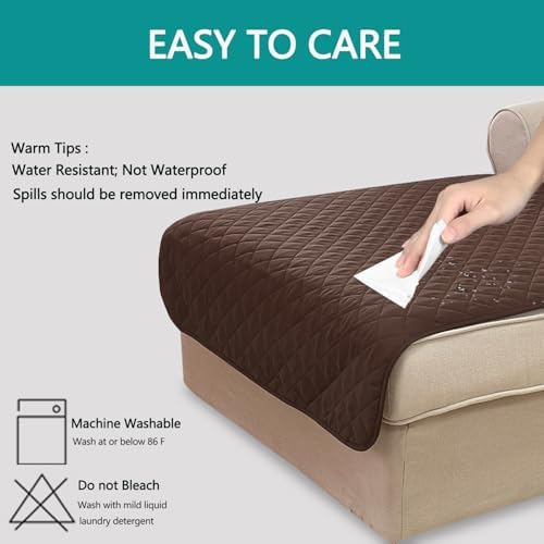 U-NICE HOME Sectional Couch Cover Chaise Lounge Cover, Chocolate - Image 3