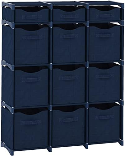 Cube Storage Organizer with Storage Bins Included - The Perfect Closet Organizers and Storage Solution. Includes 12 Storage Cubes, Great For Toy Storage, Closet Storage, Clothes Storage (Navy) by Neaterize