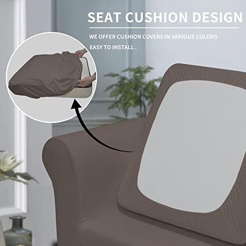 Easy-Going 2 Pieces Microfiber Stretch Chair Slipcover – Spandex Soft Fitted Sofa Couch Cover Washable Furniture Protector with Elastic Bottom Kids Pet Taupe - Image 3