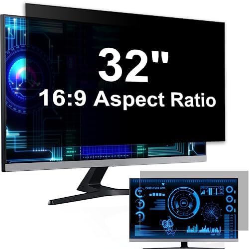 32 Inch Computer Privacy Screen Filter for 16:9 Widescreen Monitor, Removable Eye Protection Anti Glare Blue Light Filter Privacy Shield, Anti Scratch Anti Spy Screen Protector Film 32 in by Protescreen