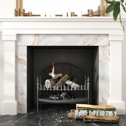 Wallercity Matte White/Gold Marble Print Wallpaper Border Roll for Mirror Frame Peel and Stick Wallpaper Border Stickers Board Trim Moulding Sticker Marble Contact Paper for Wall Decor 3.94''x197'' - Image 3