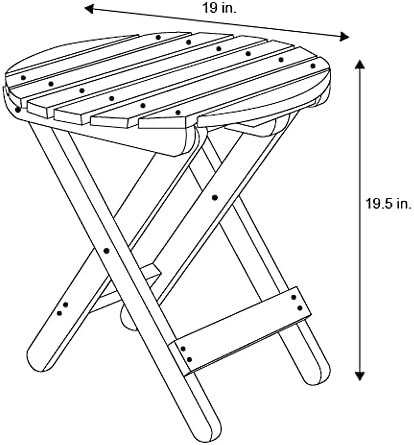 Shine Company Round Wooden Folding Solid Wood Side Table, Outdoor Adirondack Small Patio Table, Natural - Image 3