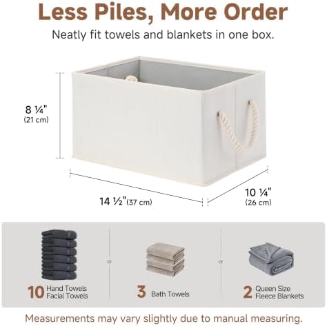 StorageWorks Storage Baskets for Shelves, Fabric Storage Bins, Closet Organization and Storage Basket, Foldable Organizer Bins for Clothes, Beige, White & Ivory, Large, 3-Pack - Image 3