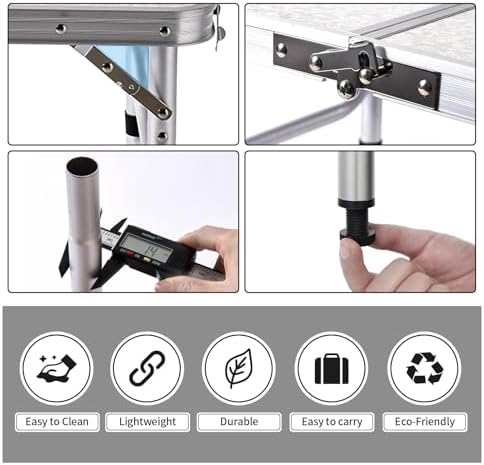 Folding Camping Table, Adjustable Height Portable Picnic Table, 24"x 16" - Image 5