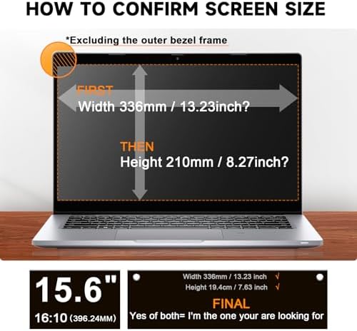 Laptop Privacy Screen 15.6 Inch Compatible with HP/ Dell/ Acer/ Samsung/Asus/ Lenovo/Toshiba, Removable 16:10 Aspect Privacy Filter Screen Protector for 15.6 Inch Laptop, Anti Glare Blue Light Laptop - Image 5