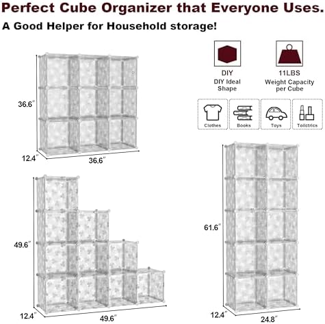 C&AHOME Clover Embossed Storage Organizer with Doors 10-Cube Shelf White - Image 3