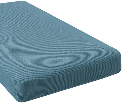 H.VERSAILTEX Super Stretch Individual Chaise Cover Sectional Couch Covers for L Shaped Sofa Both Left/Right Featuring Thick Jacquard Textured Twill Fabric (1 Piece Chaise Cover, Storm Blue) by HVERSAILTEX