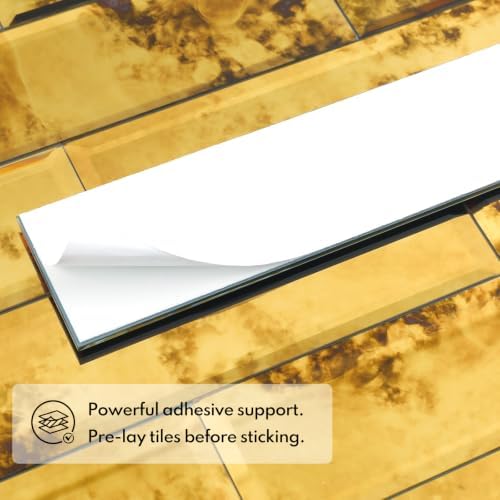 Lovdeco Peel & Stick Gold Antique Mirror Tile 3x12 Inch Beveled (20 Pcs) - Image 3