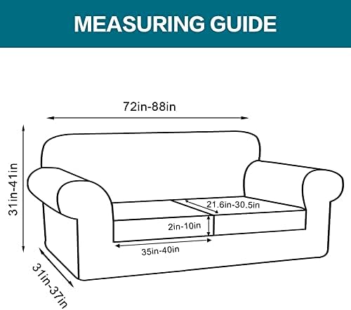 Turquoize 3 Piece Sofa Covers for 2 Cushion Couch Sofa Slipcover Soft Couch Cover for Dogs-Washable Sofa Furniture Cover with 2 Individual Cushion Covers (2 Cushion Sofa, Porcelain White) - Image 2