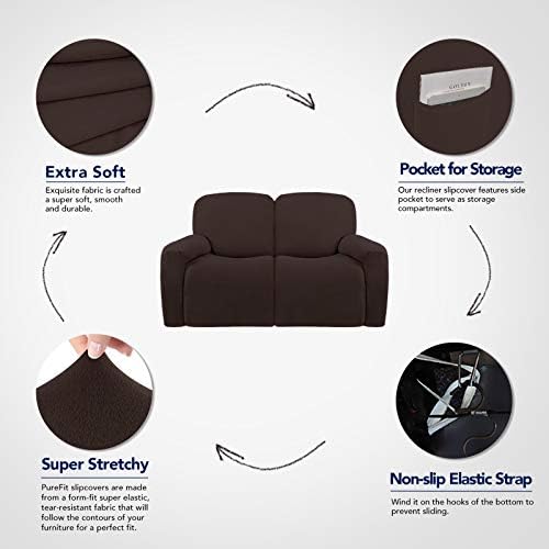 PureFit Super Stretch Loveseat Recliner Sofa Couch Cover with Pocket - Image 3