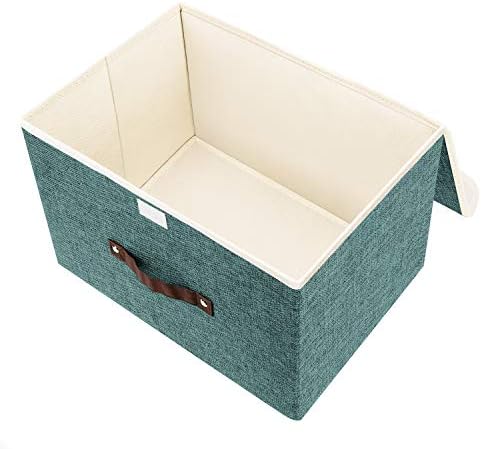 TYEERS Foldable Storage Boxes with Lids 5 Pack Fabric Storage Bins with Lids, Closet Organizers for Clothes Storage, Room Organization, Office Storage, Toys - Aqua Deep - Image 3