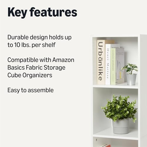 Amazon Basics 5-Cube Bookcase Compatible with Fabric Storage Cube Organizers, White - Image 3