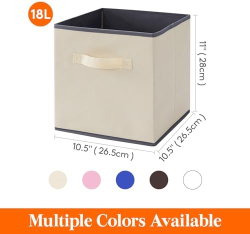 Lifewit Storage Cubes, 11 Inch Organizer Bins, 18L Beige, 12 Packs - Image 5