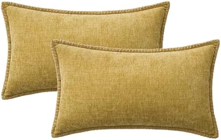 MIULEE Decorative Lumbar Throw Pillow Covers 12x20 Inch Mustard Yellow - Image 6