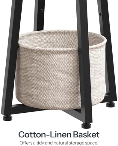 HOOBRO Small Round Side Tables, Set of 2, 2-Tier Round Sofa End Tables, Compact Nightstands with Cotton Linen Storage Basket, for Small Space, Living Room, Bedroom, Dorm, Rustic Brown BF183BZP201 - Image 7