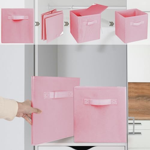 2Pcs Storage Cubes,10.5 Inch Collapsible Storage Bins,Fabric Foldable Bins - Image 3
