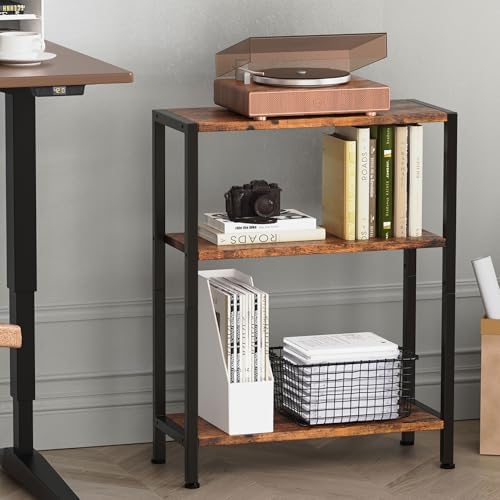 3-Tier Side Table, Small End Table, Sofa Side Table for Narrow Spaces, Slim End Table, Nightstand Table, for Living Room Bedroom Office, Rustic Brown - Image 5