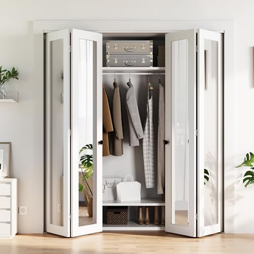 Bifold Doors 72 x 80, Bifold Mirror Closet Doors with Hardware Kit by COSHOMER