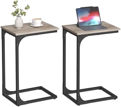 VASAGLE C-Shaped End Table Set of 2, Small Sofa Side Table with Metal Frame by Unknown