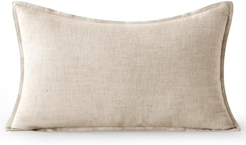 MIULEE Decorative Linen Lumbar Pillow Cover 12x20 Inch Natural Beige - Image 7