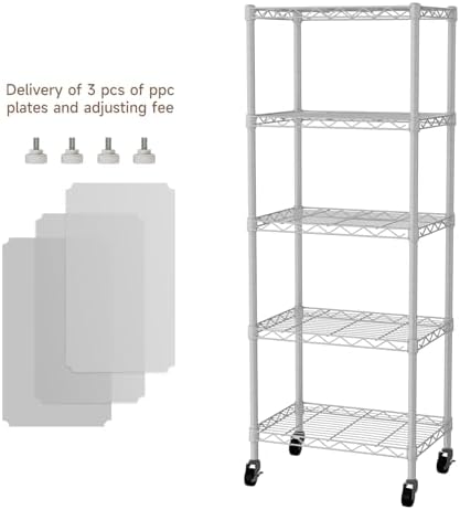 Golpart Small Shelves Storage Wire Metal Adjustable Shelf Unit with Wheels - Image 3
