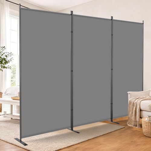 AKTOP 3 Panel Room Divider, 103" W x 70" H Folding Privacy Screen, Grey by Buynow