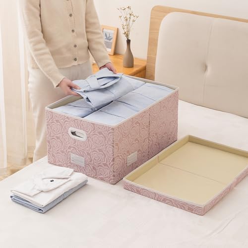 PRANDOM Jumbo Collapsible Storage Cubes with Lids Fabric Decorative Storage Bins Boxes Organizer Baskets with Cover Handles for Bedroom Closet Living Room 23.2x15.7x11.8 Inch 3 Pack - Image 2