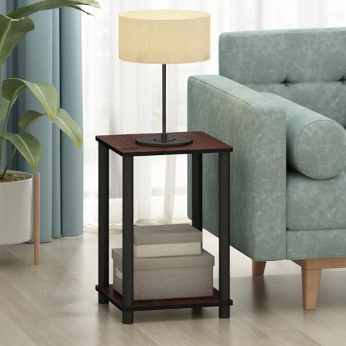 Furinno Turn-N-Tube Toolless 2-Tier Side Table Set of 2, Cherry Oak - Image 4