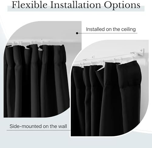 RYB HOME 150 Inch Extra Wide Home Theater Curtain Flexible Silent Track - Image 3