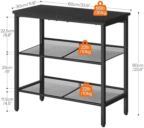 HOOBRO Black Side Table, 3-Tier Metal Side Table, Small Black Table with 2 Flat or Slant Adjustable Shelves for Small Spaces, Hallway, Living Room, Bedroom, Sturdy, Easy Assembly, Black BB23BZ01G1 - Image 3