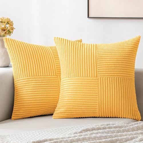 MIULEE Yellow Decorative Throw Pillow Covers for Couch 18x18 Inch by MIULEE