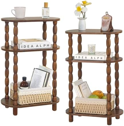 MaxSmeo Narrow Side Table Set of 2, 3-Tier Narrow End Table for Living Room by MaxSmeo