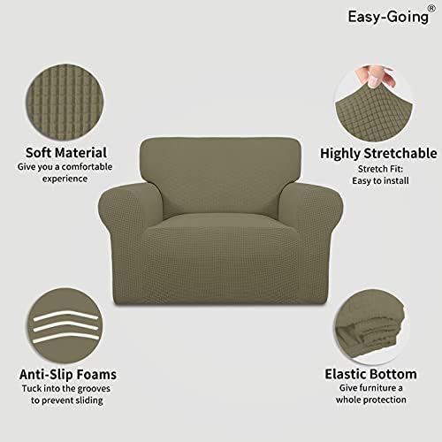 Easy-Going Stretch Oversized Chair Slipcover with Arm Washable Khaki - Image 3