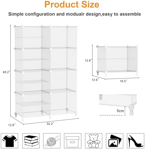 AWTATOS Closet Organizer 8 Cube Storage Shelves, Transparent Twill - Image 3