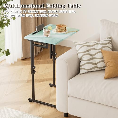 Folding TV Tray Table,Adjustable TV Dinner Table with Sturdy MDF Top,Eating Trays for Living Room with No Assembly Required (Sea Blue) - Image 4