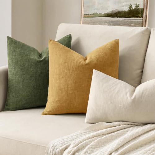 MIULEE Apricot Brown Chenille Couch Throw Pillow Covers, 20x20 - Image 2