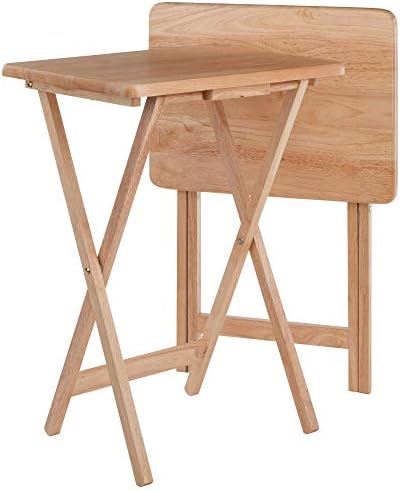 Winsome Alex Set of 2 Foldable Snack Tables, Natural, 26" by Winsome