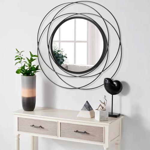 Round Black Mirror 24" for Living Room Wall Decor, Black Accent Framed Circle Bathroom Mirror, Decorative Vanity Mirror, Circular Mirror for Farmhouse Entryway Hallway - Image 5