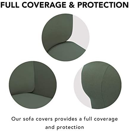 PureFit Stretch Couch Covers for Sofa 4 Seater Slipcovers Grayish Green - Image 3