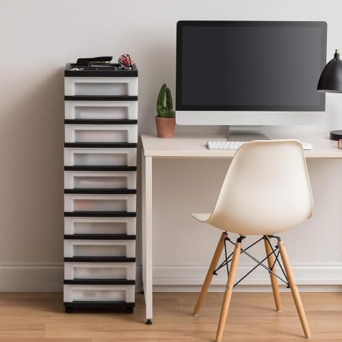 IRIS USA 10-Drawer Rolling Storage Cart, Black/Pearl - Image 2