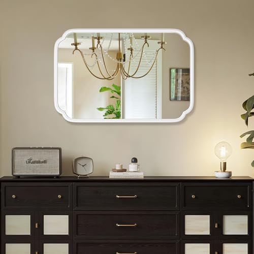 Ferytange White Bathroom Mirror for Wall 20×30 Inch - Multi-Size Durable Iron Frame, Shatterproof Glass, Versatile for Bathroom/Bedroom/Living Room Decor (Horizontal or Vertical Mount) - Image 3