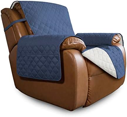 Easy-Going Reversible Couch Cover, Oversized Recliner, Dark Blue/Ivory by Easy-Going